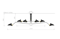 Ceiling Lamp with 6 Rotating Arms