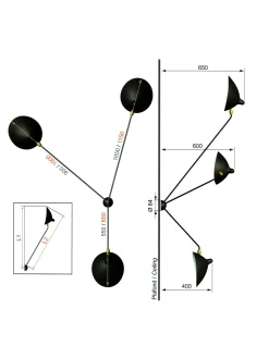 Ceiling Lamp with Three Fixed Arms