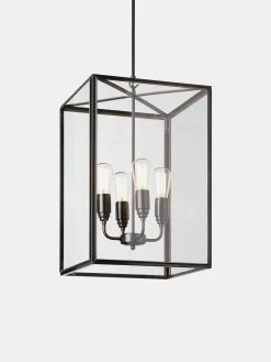 Ilford Large Pendant - Dark Bronze - Clear Glass