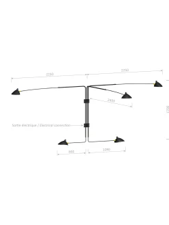 Wall Lamp with Five Rotating Straight Arms