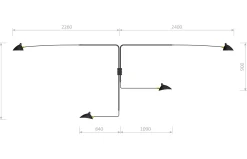 Wall Lamp with Four Rotating Straight Arms