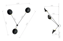 Wall Lamp with Three Fixed Arms